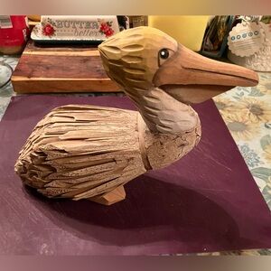 Vintage Cork Pelican Wood Folk Art Philippines